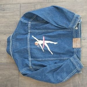 VTG Y2K CALVIN KLEIN JEANS EMBROIDERED BALLERINA JEAN JACKET GIRLS M